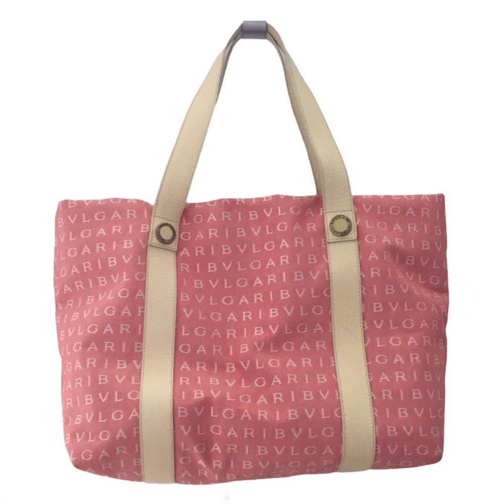 BVLGARI MAEREA Pink/Coral Leather Trim Satchel - Picture 3 of 15